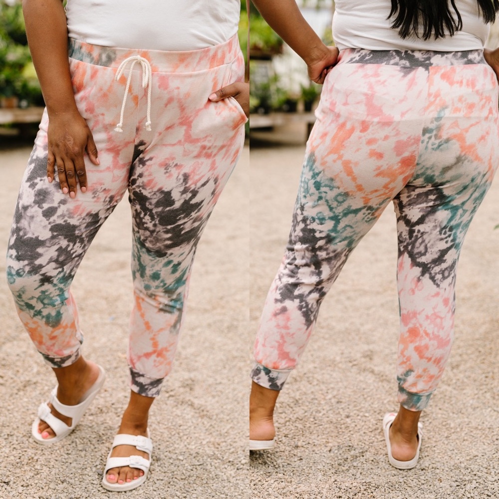 Coral Tie Dye Joggers - Picture 3 of 10